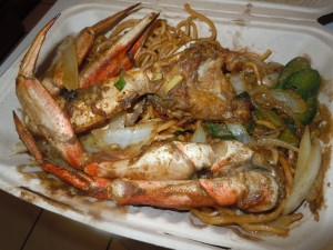 Dungeness crab garlic noodles.